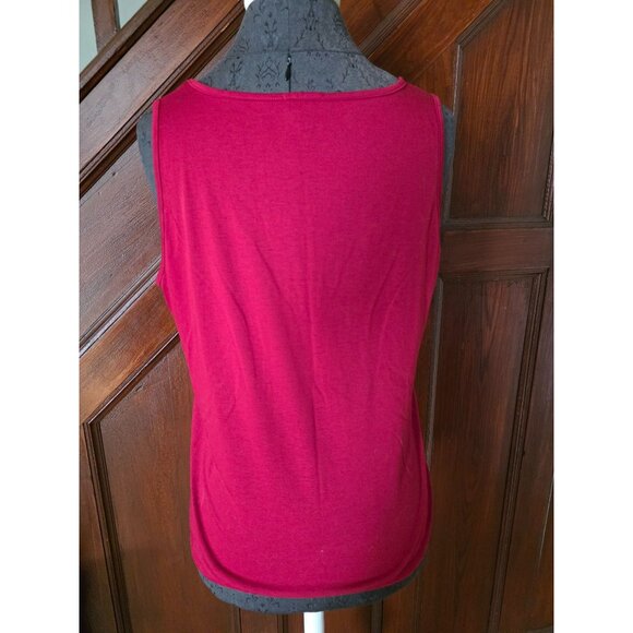 Talbots Womens Petites Tiered Cascading Ruffle Tank Top LP Red - Picture 2 of 7